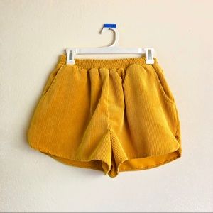 Mustard Shorts with Pockets Corduroy